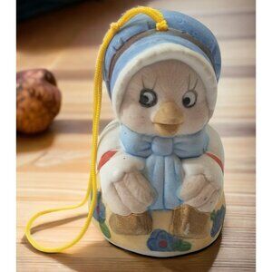 Christmas Duck Bell Ornament JASCO Vintage Mother Goose Blue Bonnet